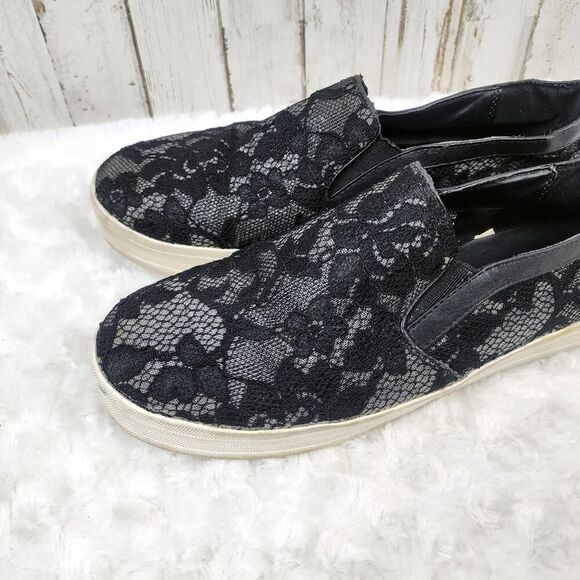 Mossimo Floral Lace Fashion Sneakers Black Size 10 - Picture 6 of 11